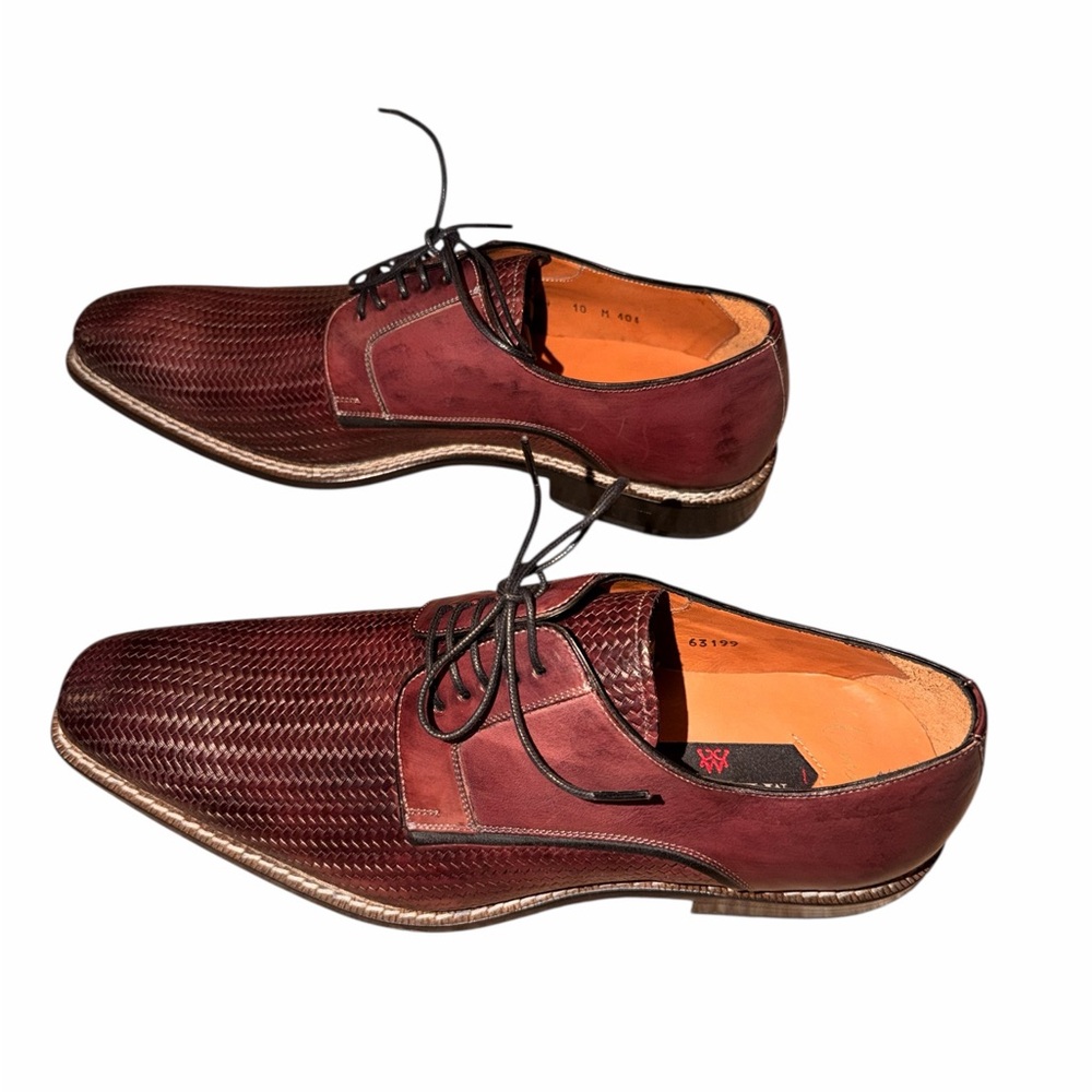 Mezlan Men’s Burgundy Woven Leather Dress Shoes Size 10 Medium - Picture 4 of 5